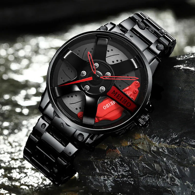 2025 Top Men Leather Watches Men Car Wheel Hub Stainless Steel Quartz Watch For Mens Military Sports Watch Relogio Masculino