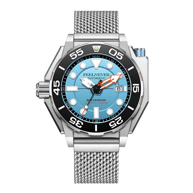 LIGE Top brand luxury watches mens automatic mechanical watch luminous large dial 1000M Gift waterproof relogios masculino+BOX