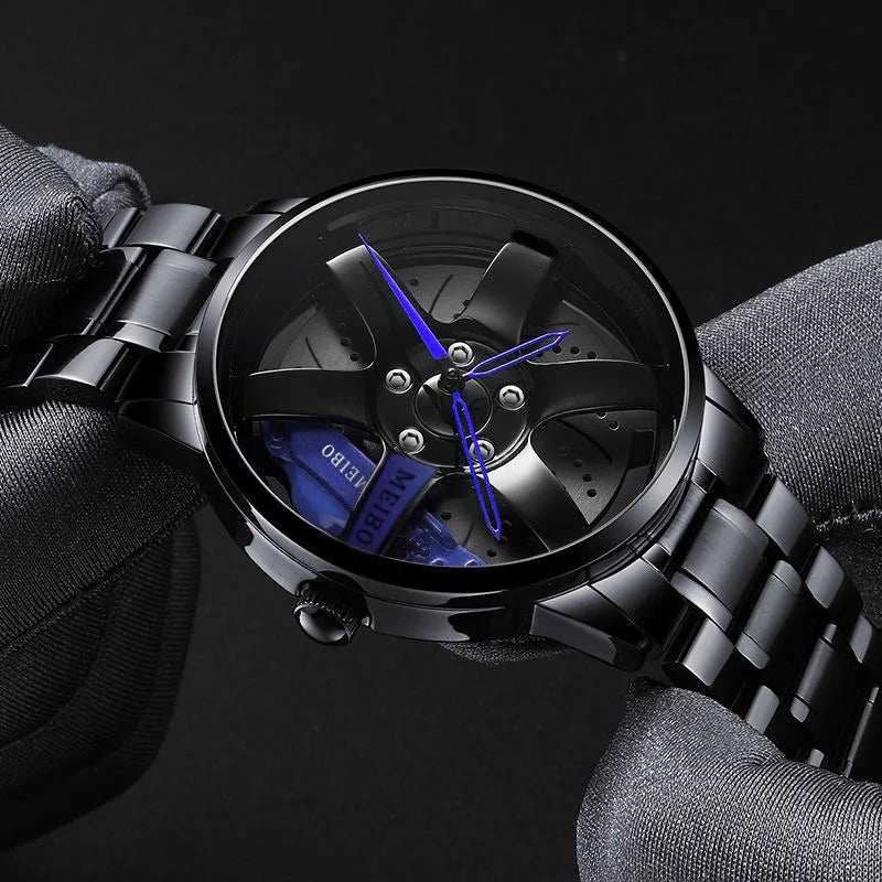 2025 Top Men Leather Watches Men Car Wheel Hub Stainless Steel Quartz Watch For Mens Military Sports Watch Relogio Masculino