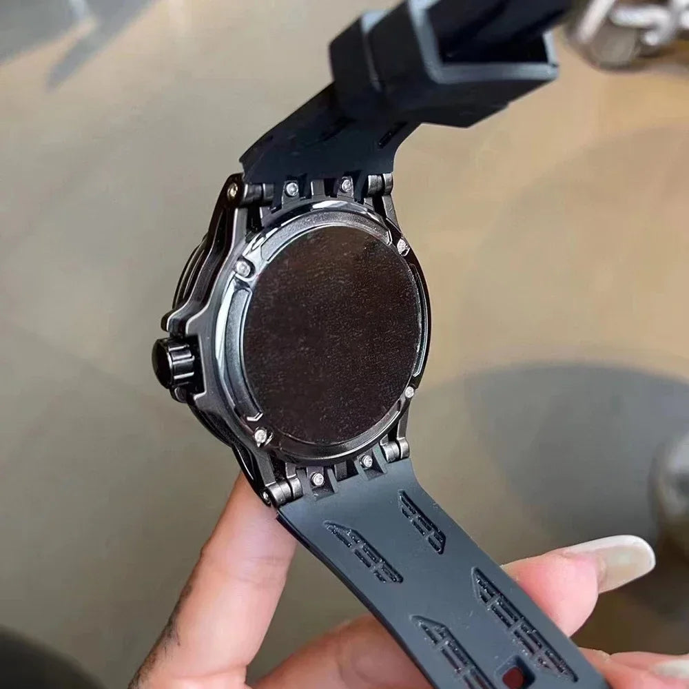 2025 Quartz Watches Men AAA Cool 3D Creative 49mm Big Dial Luxury Rubber Strap Waterproof Original Wristwatch Relogio Masculino