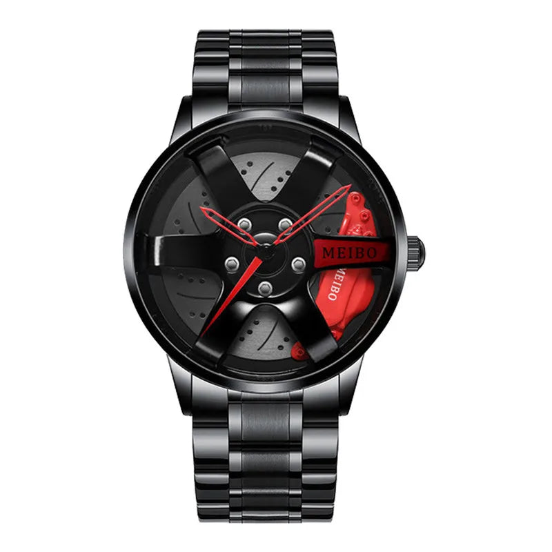 2025 Top Men Leather Watches Men Car Wheel Hub Stainless Steel Quartz Watch For Mens Military Sports Watch Relogio Masculino