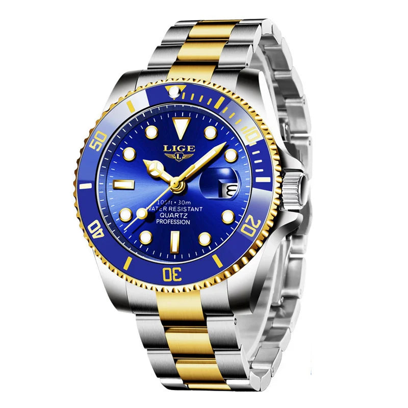 Reloj Hombre LIGE Luxury Business Man Watch Waterproof Luminous Male Clock Fashion Calendar Stainless Steel Quartz Men Watches