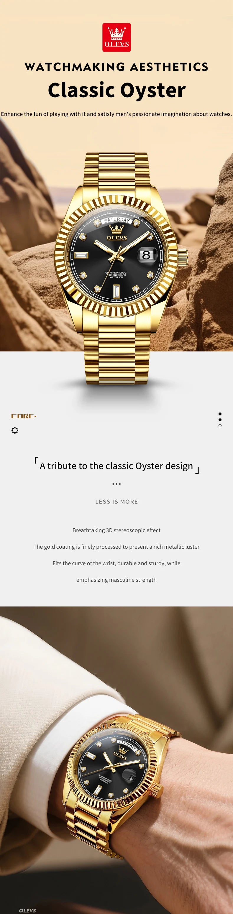 OLEVS Fashion Luxury Men's Automatic Mechanical Watches Waterproof Gold Date Business Luminous Watch for Man Brand Wristwatch