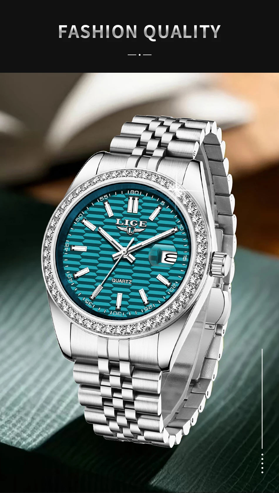 LIGE NEW Men's watches Luxury Fashion Quartz clock Stainless Steel Waterproof Luminous watches for men relogios masculino+BOX