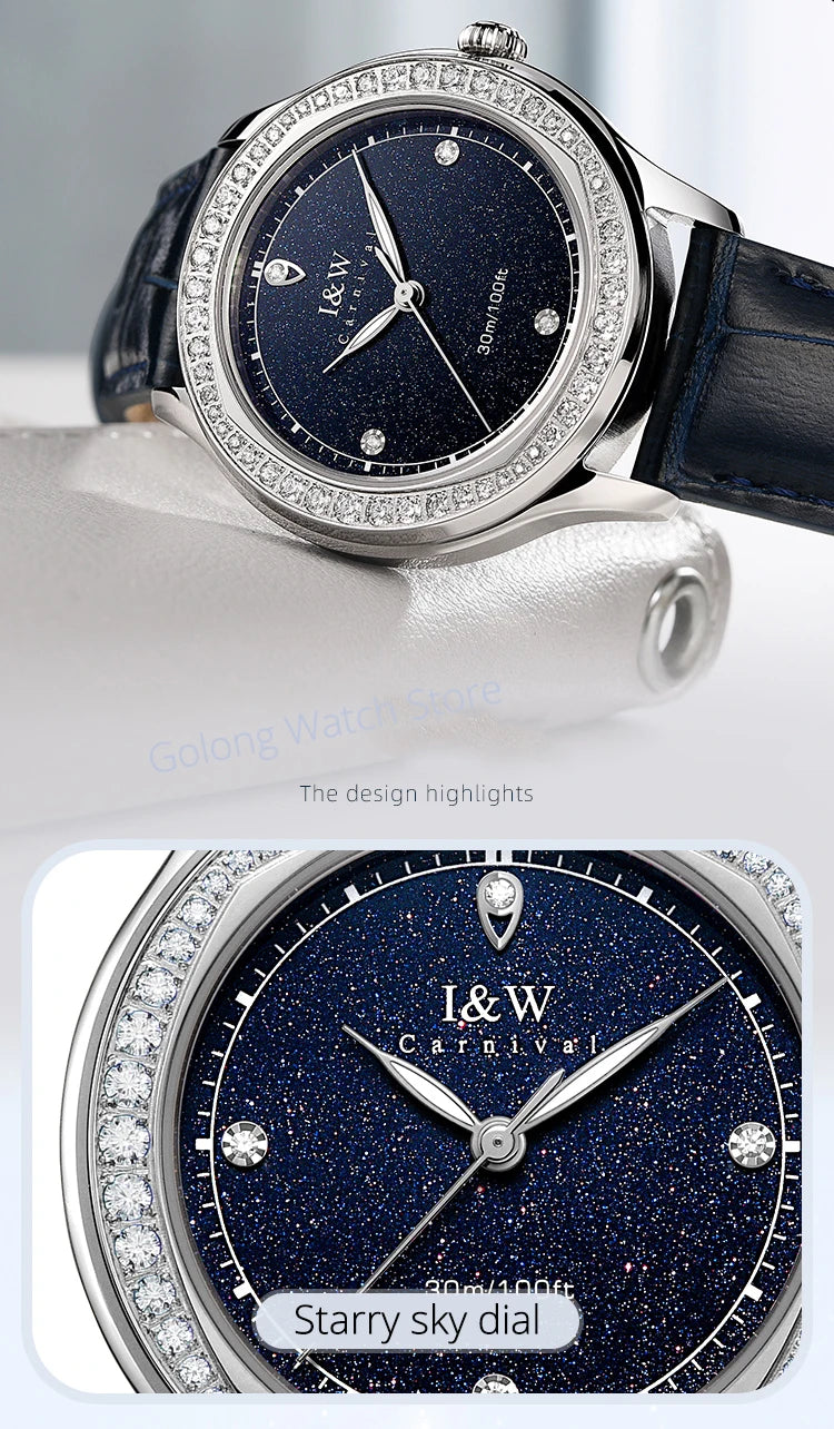 Relogio Feminino IW Fashion Diamonds Watches for Woman Sapphire Leather Luminous Waterproof Switzerland Made Quartz Watches 2025