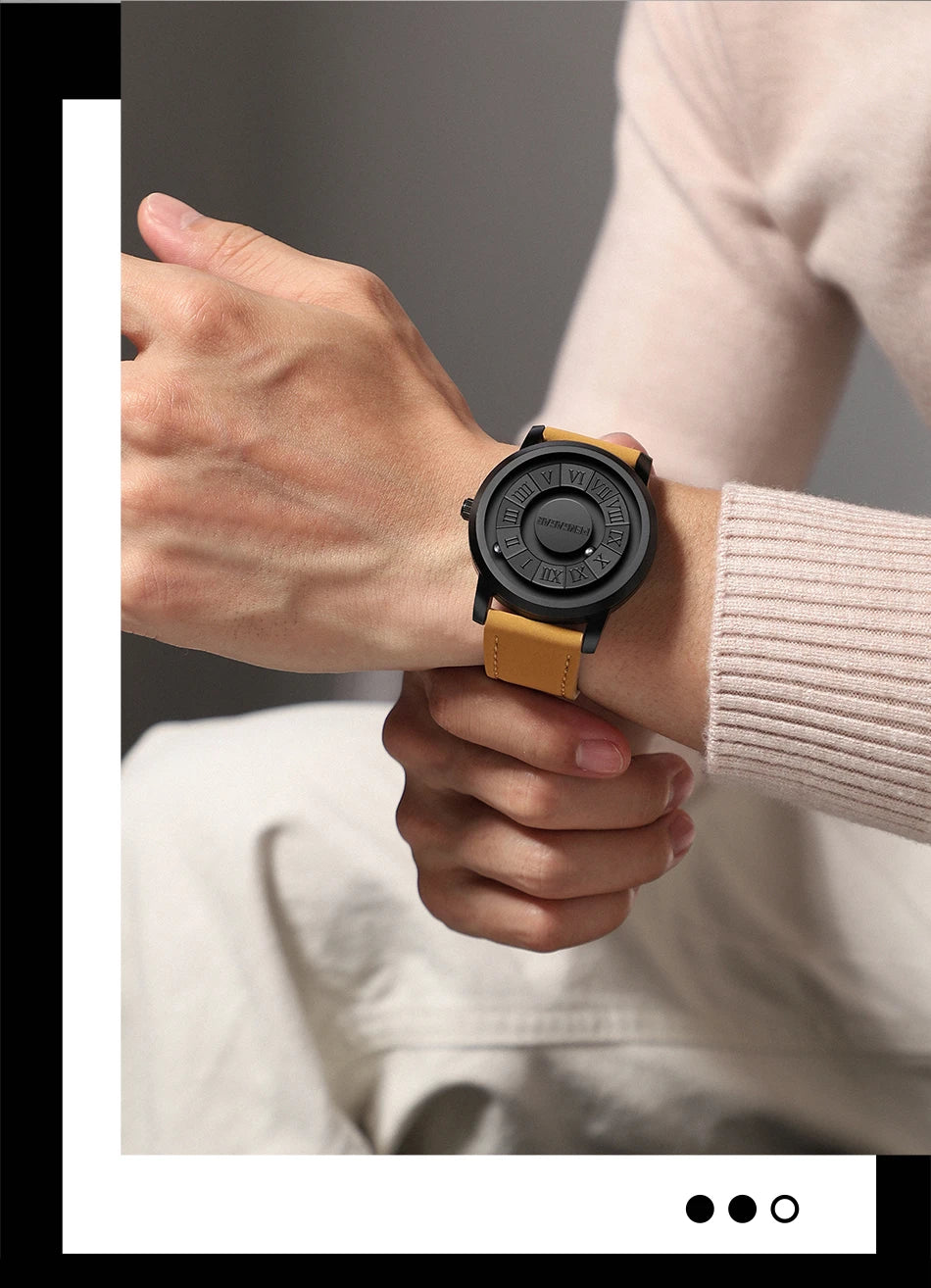 2025 New Men's Watches Top Luxury Quartz Watch For Men Creative Scrolling Pointer Magnetic Force Wrist Clock Relogio Masculino