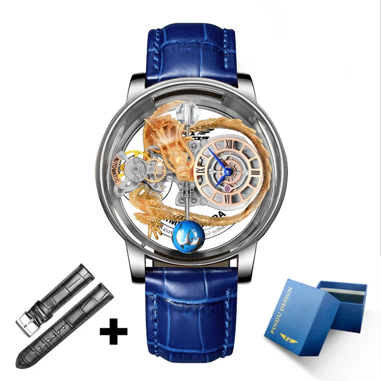 Relogio PINDU Fixed Roulette Watch Latest Design Quartz Watch Men Waterproof Leather Man Wristwatch Upgraded Version