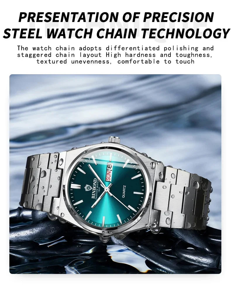 Luxury Square Sport Man Wristwatch Waterproof Luminous Chronograph Quartz Men's Watches Stainless Steel Men Watch Reloj