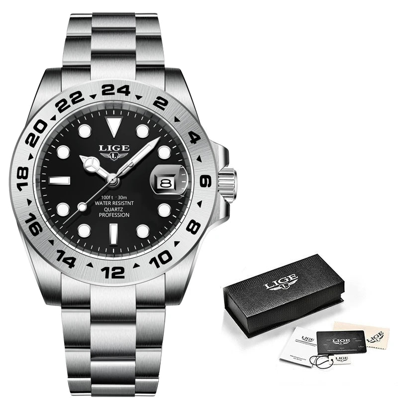 Reloj LIGE Top Brand Luxury Fashion Diver Watch Men Waterproof Date Clock Sport Watches Mens Quartz Wristwatch Relogio Masculino