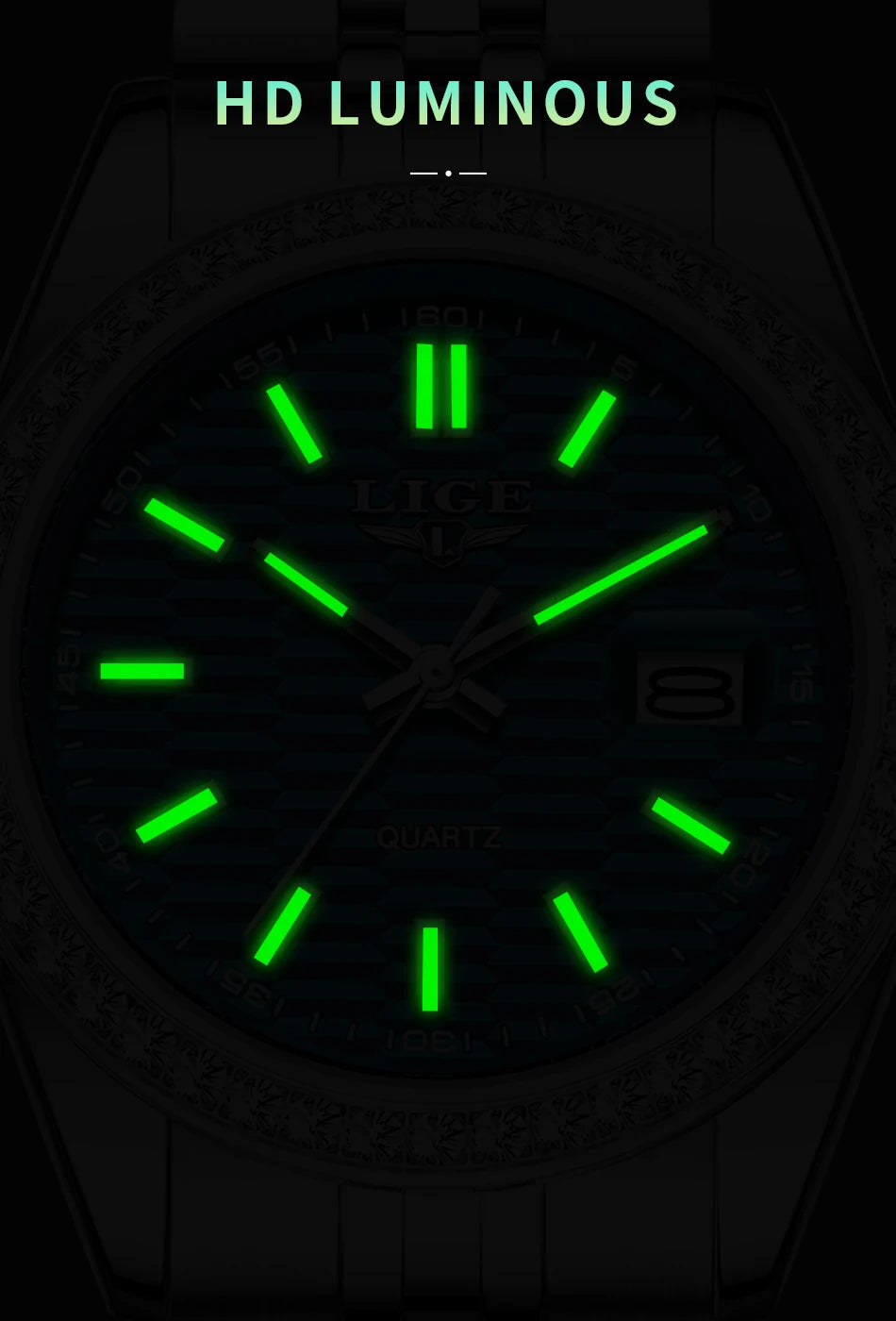 LIGE NEW Men's watches Luxury Fashion Quartz clock Stainless Steel Waterproof Luminous watches for men relogios masculino+BOX