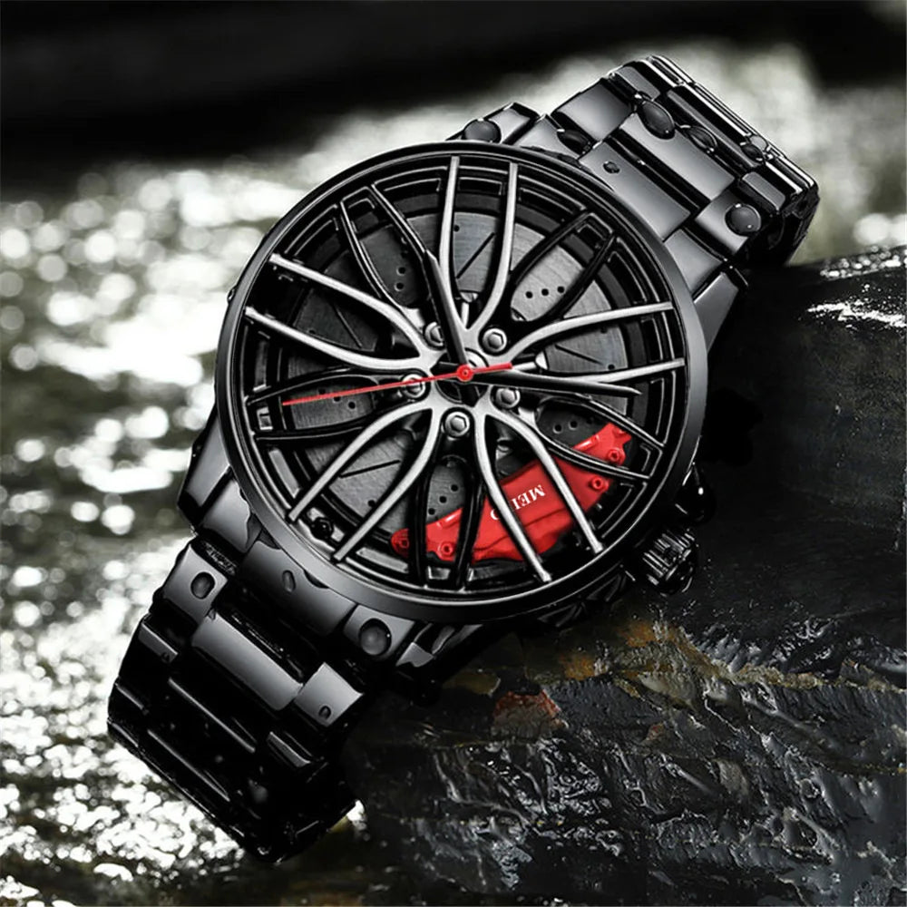 2025 Top Men Leather Watches Men Car Wheel Hub Stainless Steel Quartz Watch For Mens Military Sports Watch Relogio Masculino
