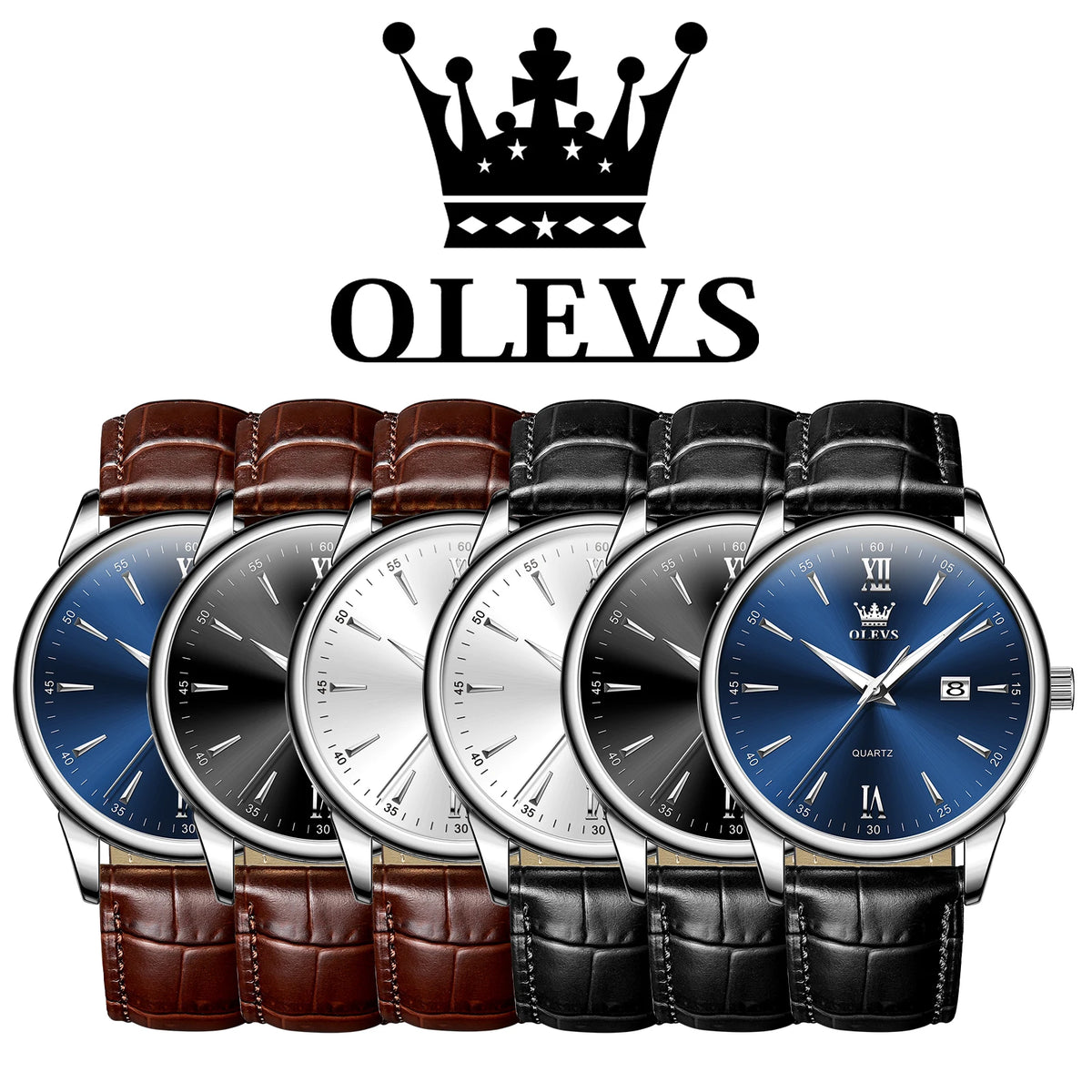OLEVS Luxury Business Quartz Watches for Men Leather Strap Original Casual Waterproof Man Watch High Quality Men's Wrist Watches