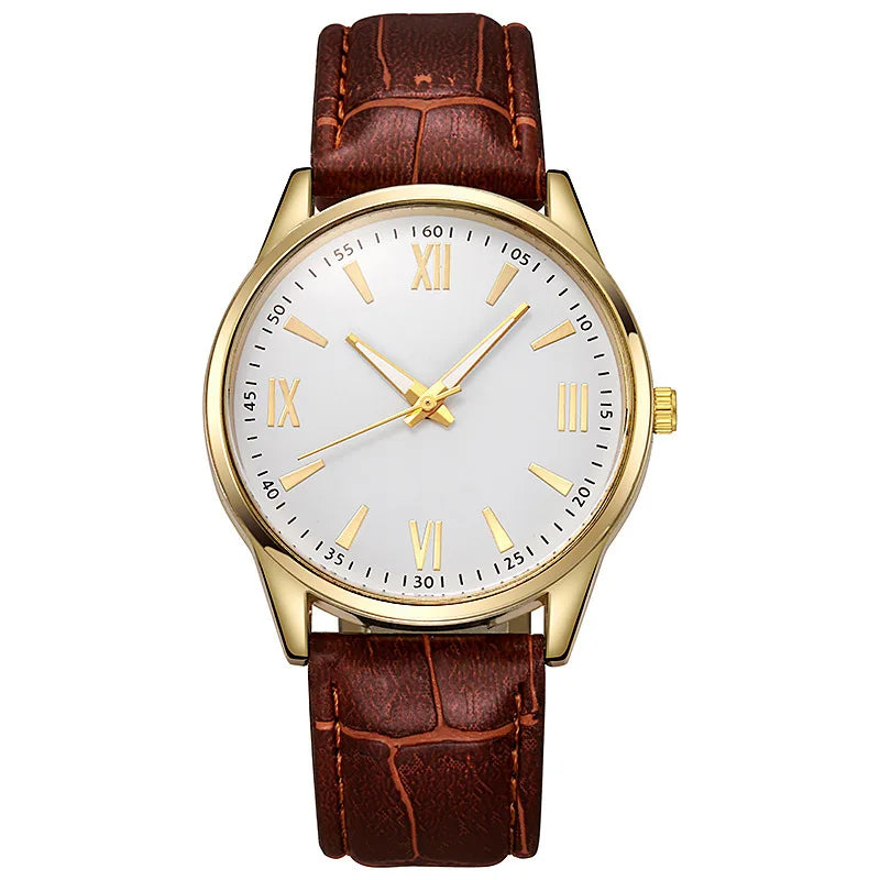 Luxury Business Watches for Men Minimalist Retro Leather Strap Roman Numeral Dial Fashion Quartz Wristwatch Relogios Masculino