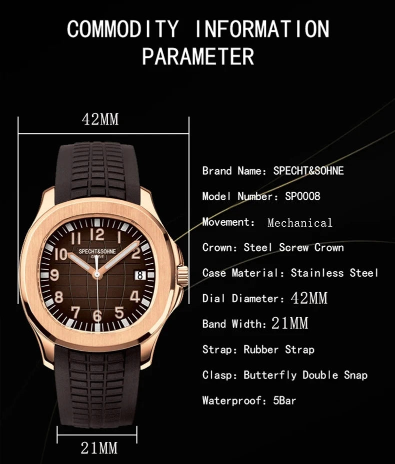 2025 New Arrival Mens Watches Top Brand Luxury Automatic Mechanical Watches Rubber Strap Stainless Steel Watch Relogio Masculino