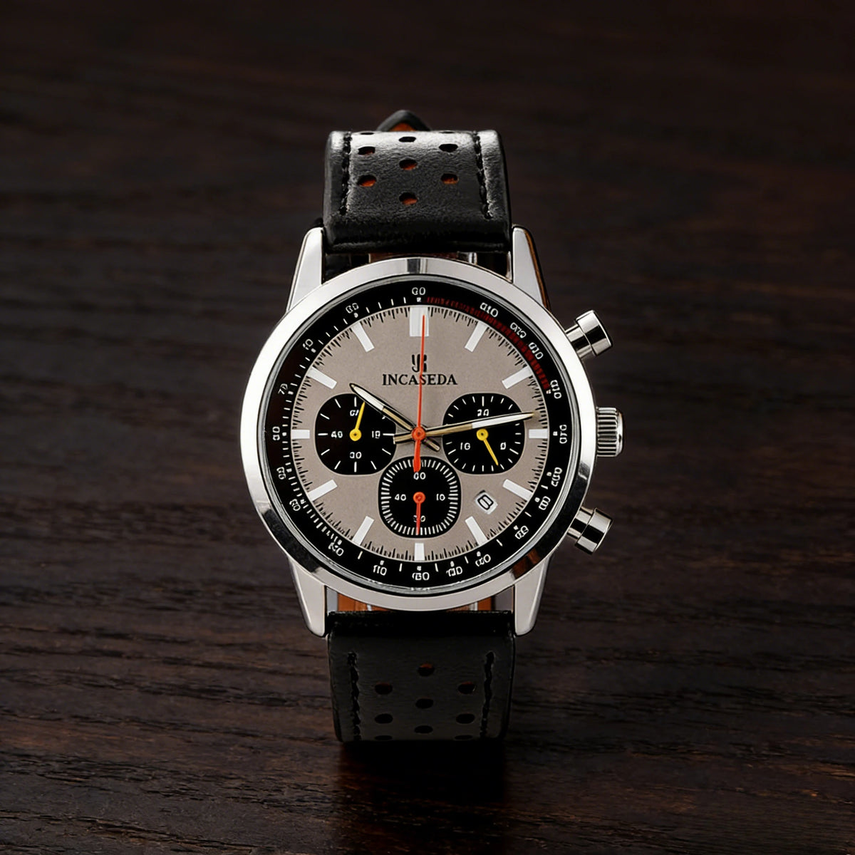 Luminous Couple Watch Chronograph Quartz Leather Multifunctional Sports Waterproof with Date Display