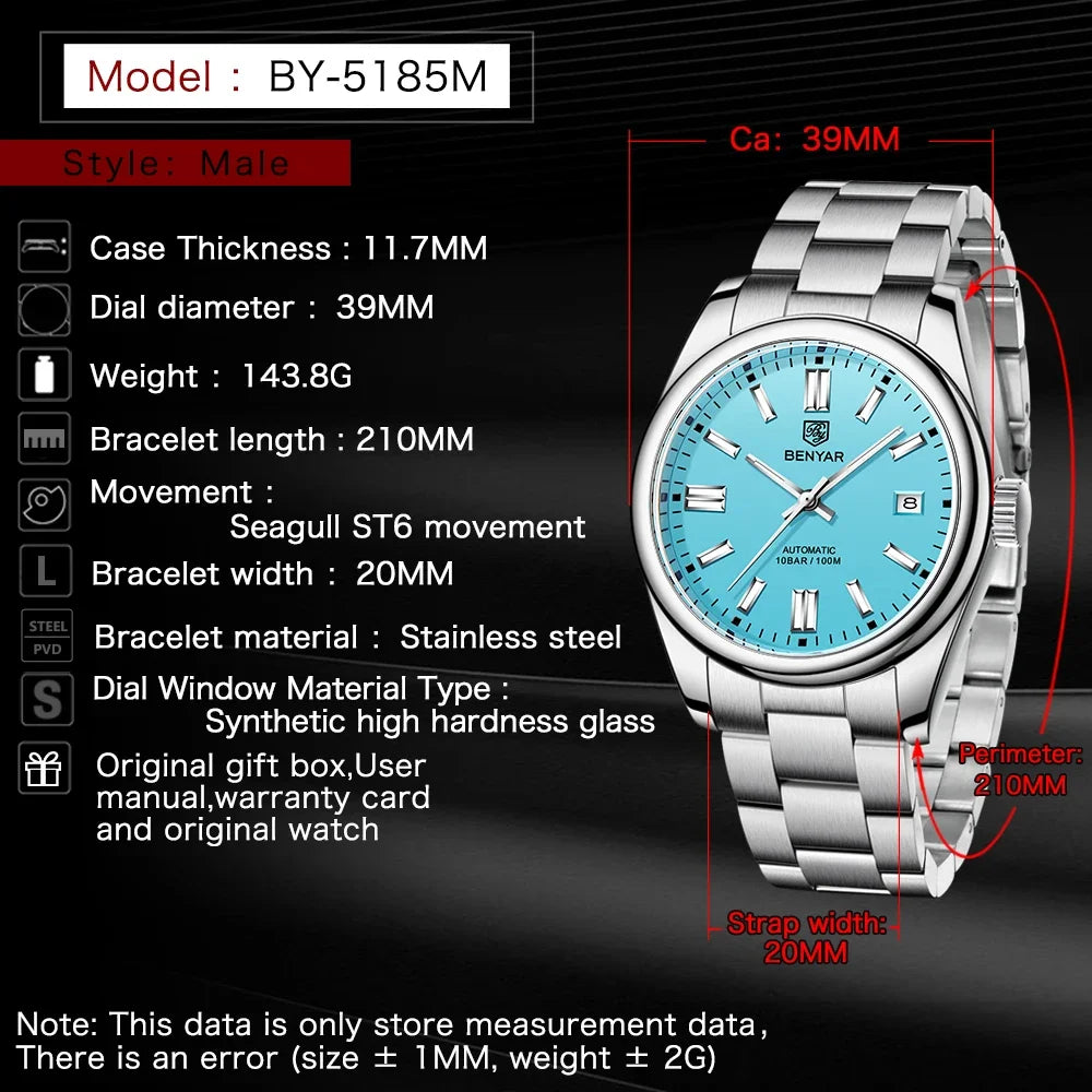 Relojes Hombre 2025 BENYAR New Watches Men Luxury Brand Chronograph Male Sport Watches Waterproof Stainless Steel Quartz Watch