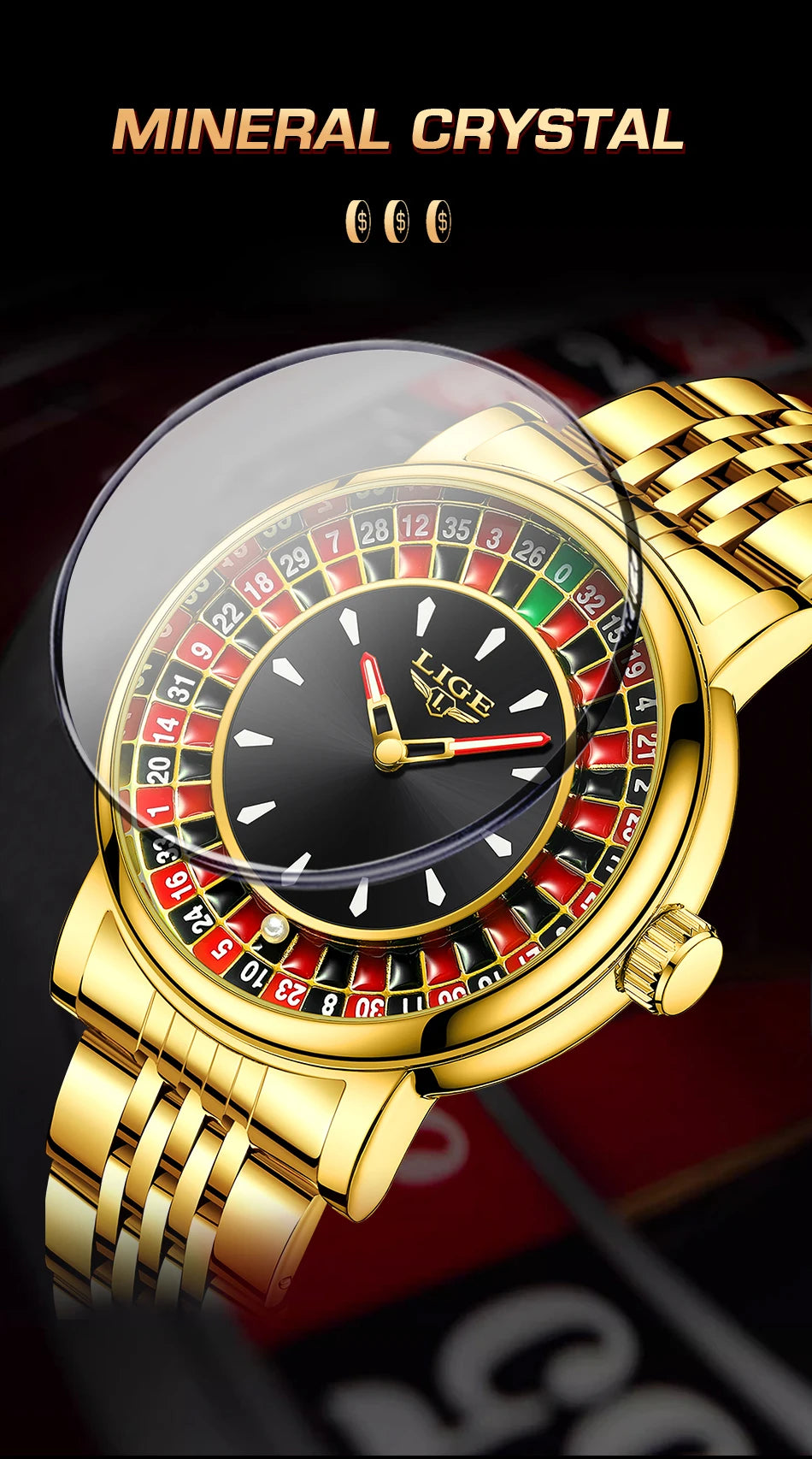 LIGE Unique Creative Men's Watches Fashion Casual Stainless Steel Rotating Dial Roulette Waterproof Classic Quartz Man Watch New