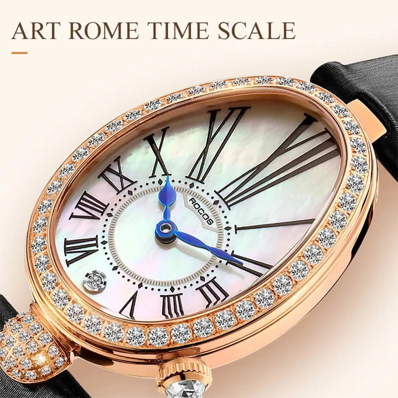 ROCOS Luxury Brand Woman Watch High Quality Fashion Oval Ladies Fashion Quartz watches Leather Waterproof  Watch for Women R0233