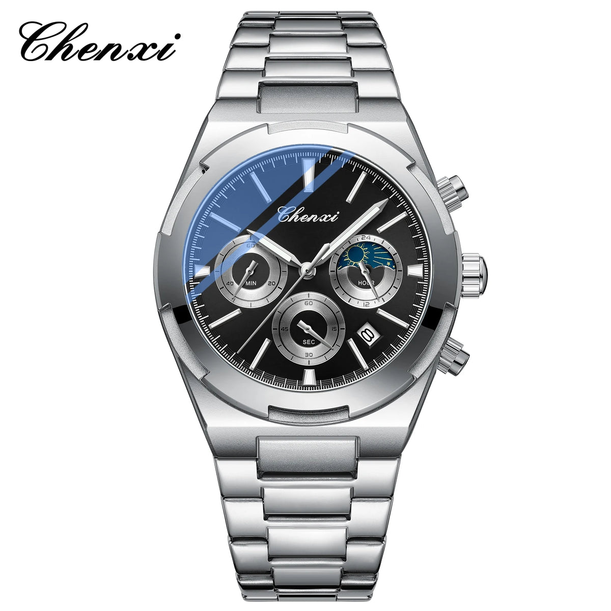 Men's Watches Classic Multifunctional Chronograph Sports Watch Top Luxury Stainless Steel Waterproof Luminous Quartz Wristwatch