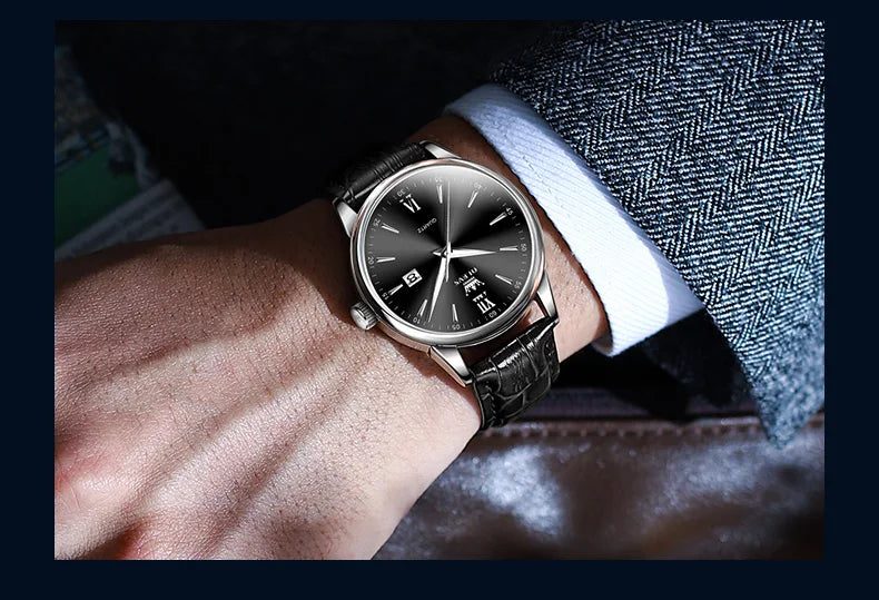 OLEVS Luxury Business Quartz Watches for Men Leather Strap Original Casual Waterproof Man Watch High Quality Men's Wrist Watches