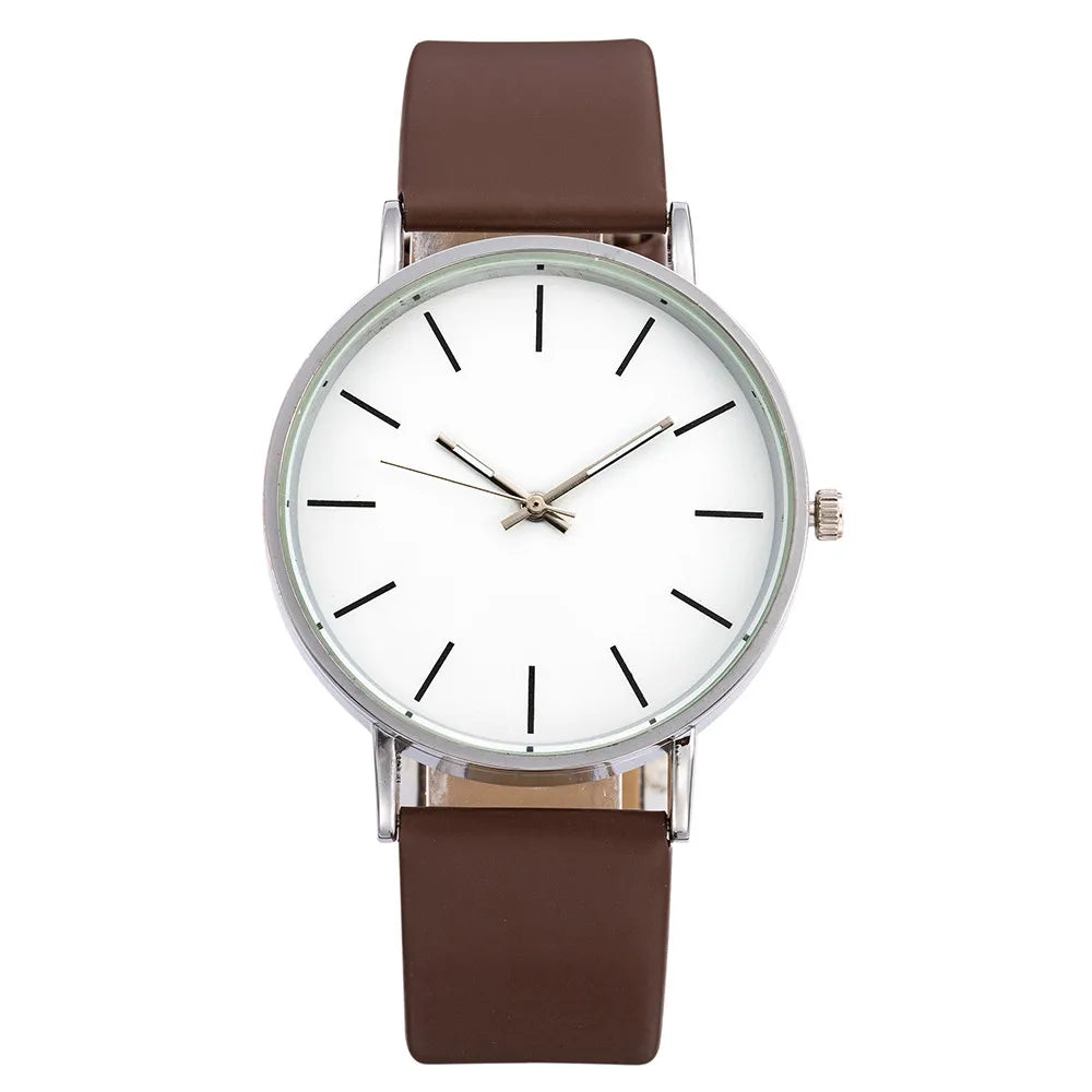Luxury Brand Men's Watches Fashion Metal Round Dial Analog Quartz Wristwatch for Men Women Leather Band Casual Simple Male Clock