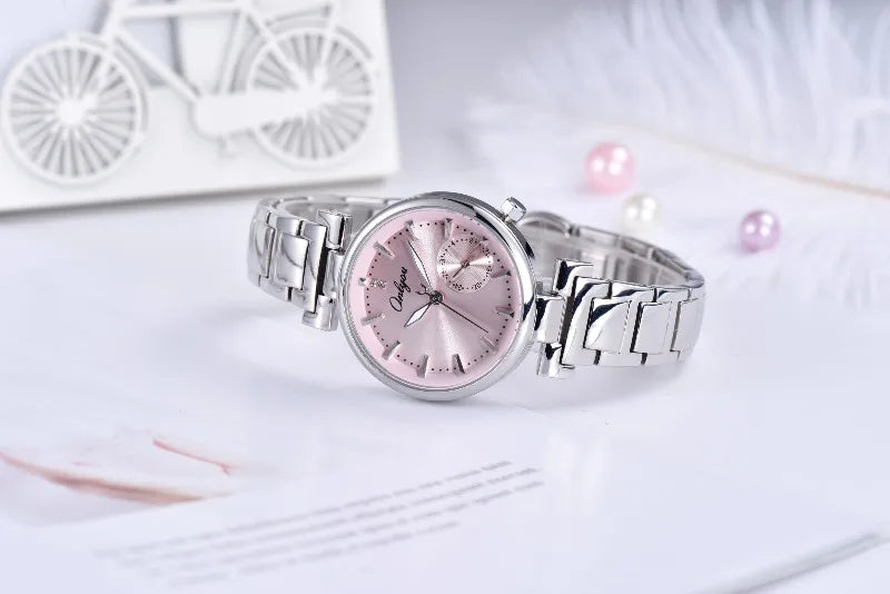 ONLYOU Luxury Women's Watch with Calendar and Analog Quartz Design, Stylish and Simple Stainless Steel Strap, Watch Box Included