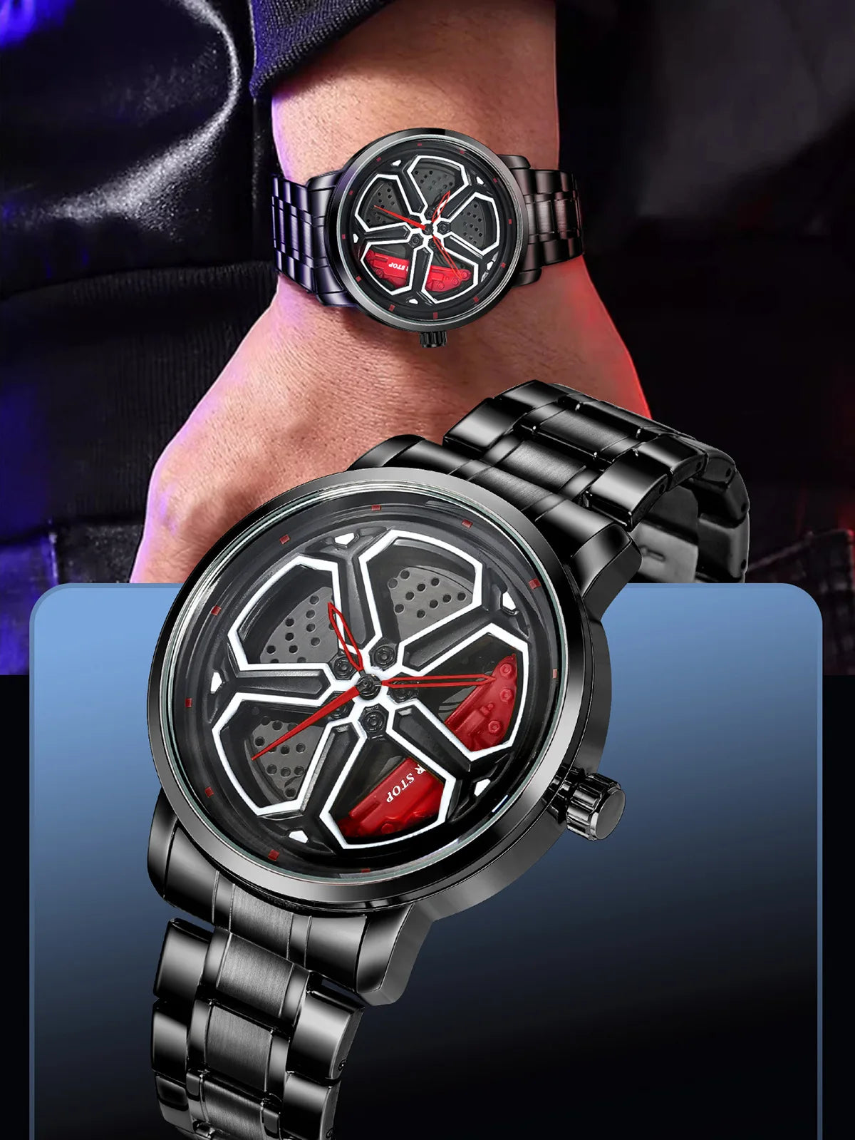 Luxury Sport Car Wheel Watch for Men Top Brand Car Wheel Rim Dial 3D Fashion Men's Watch Waterproof Men Watch Relogio Masculino