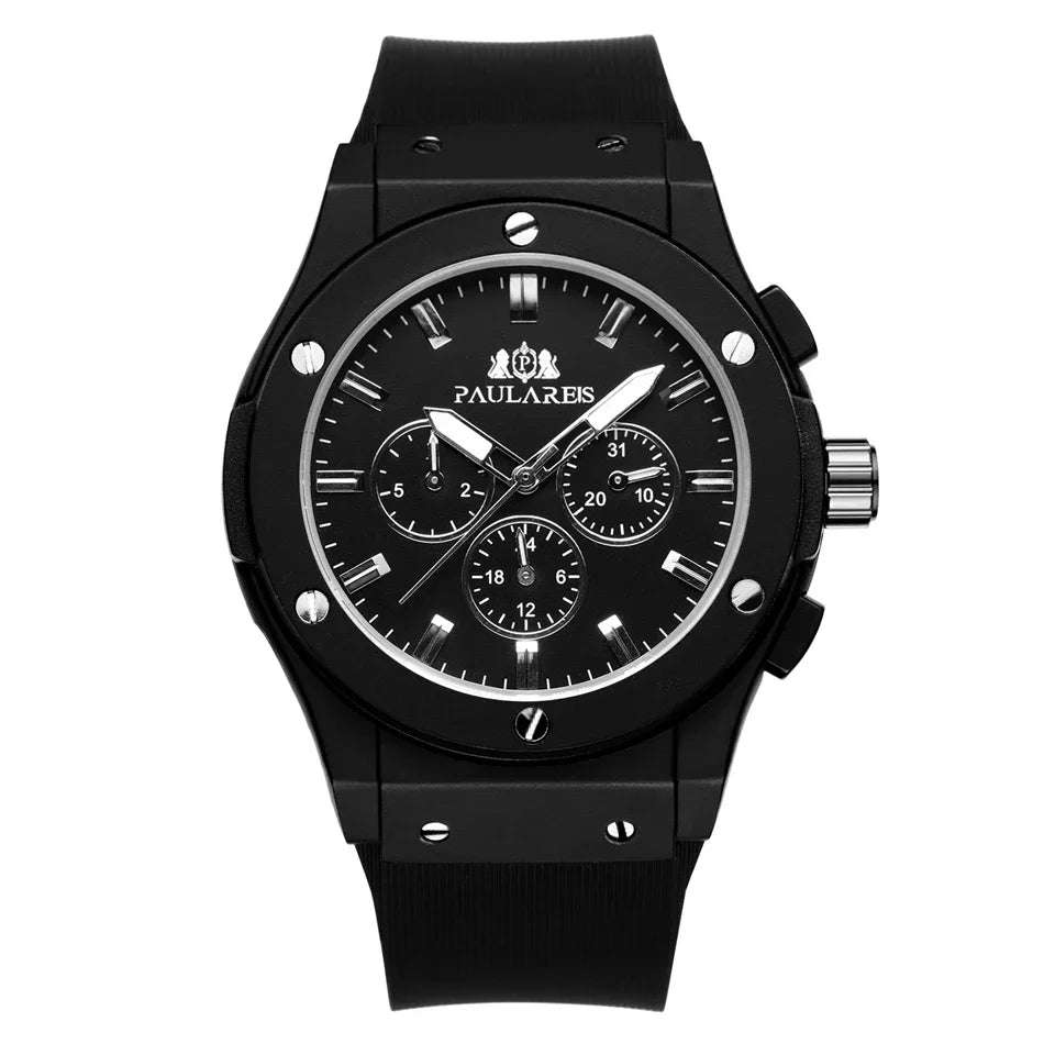 Automatic Watches for Men Mechanical Movement Rose Gold Silver Black Case White Rubber Casual Sports Geneve Watch