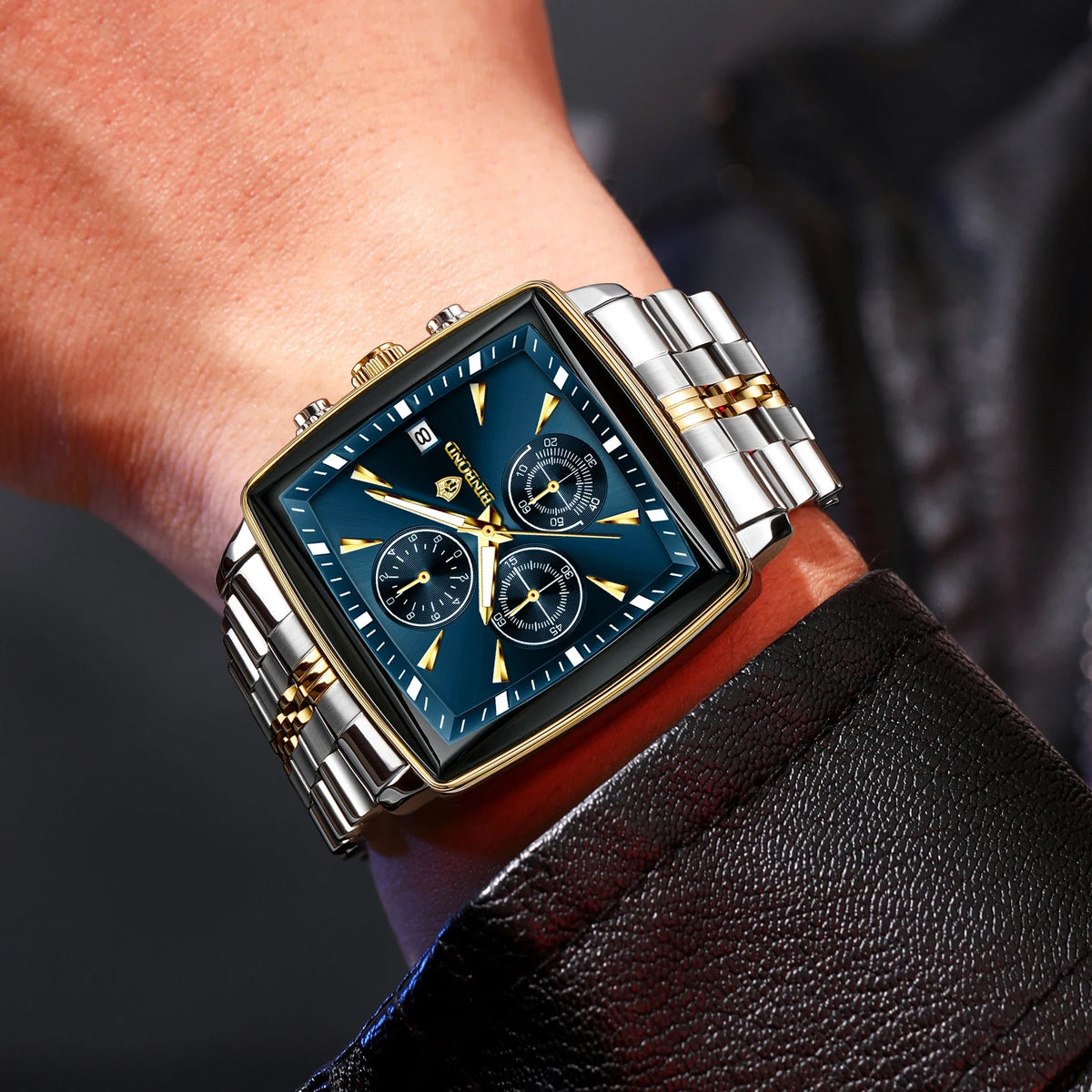 Luxury Square Sport Man Wristwatch Waterproof Luminous Chronograph Quartz Men's Watches Stainless Steel Men Watch Reloj