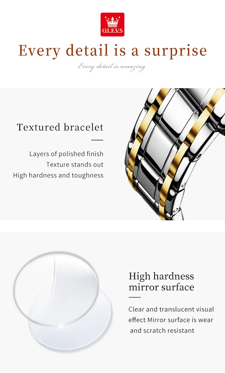 OLEVS 2891 Couple Watches Digital Dial High Quality Stainless steel Wristwatch for Men Women