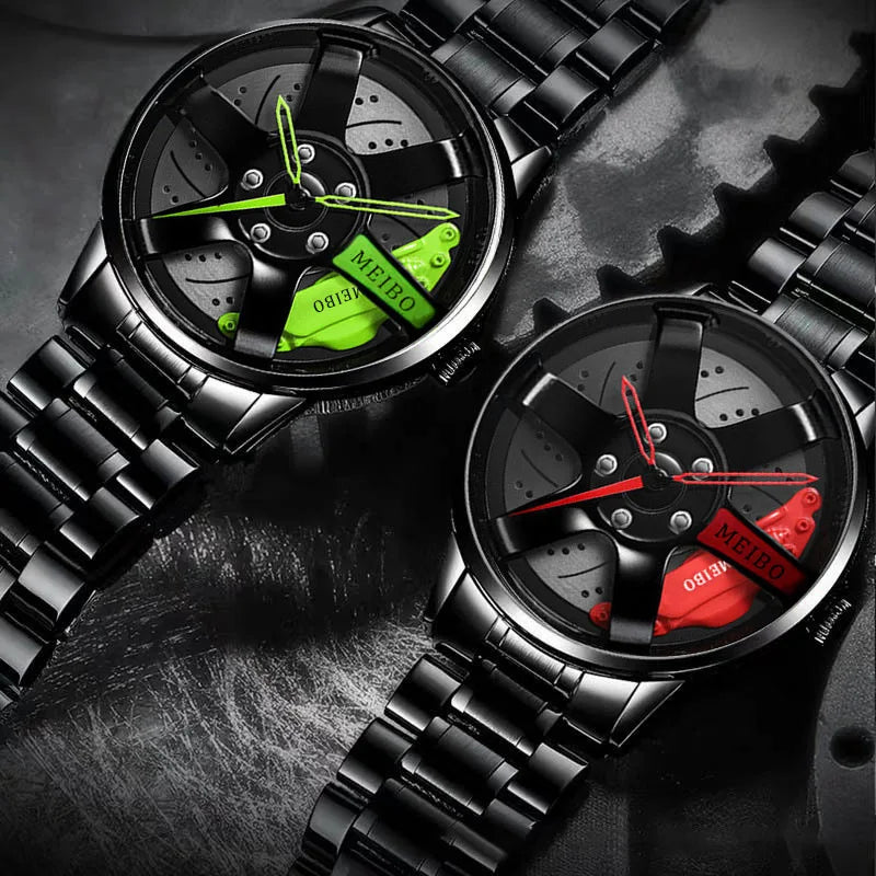 2025 Top Men Leather Watches Men Car Wheel Hub Stainless Steel Quartz Watch For Mens Military Sports Watch Relogio Masculino