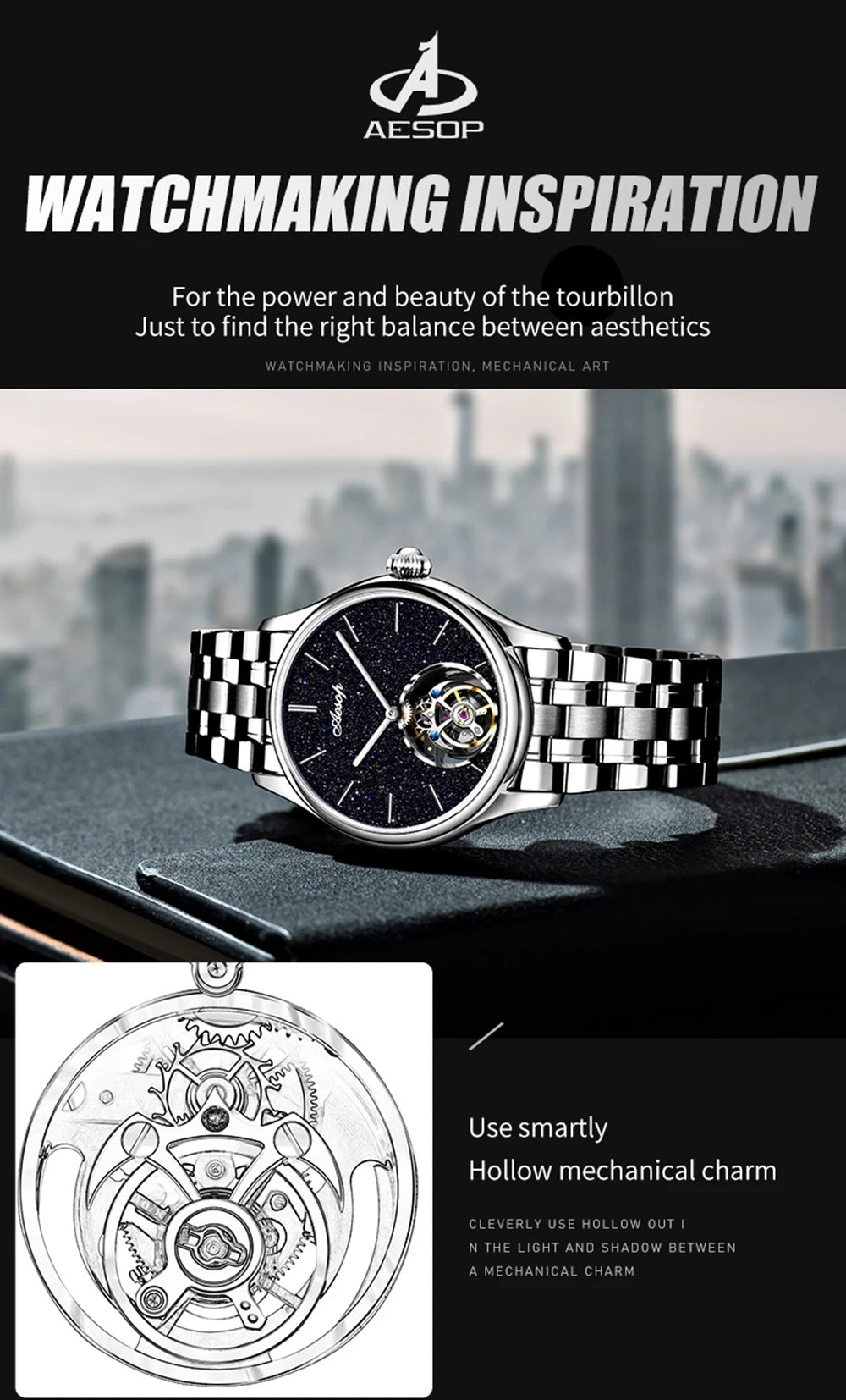 AESOP Tourbillon Luxury Mens Watches Waterproof Male Sports Watch For Men Mechanical Casual WristWatches Relogio Masculino 2025