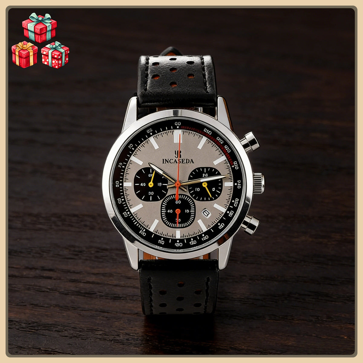 Luminous Couple Watch Chronograph Quartz Leather Multifunctional Sports Waterproof with Date Display