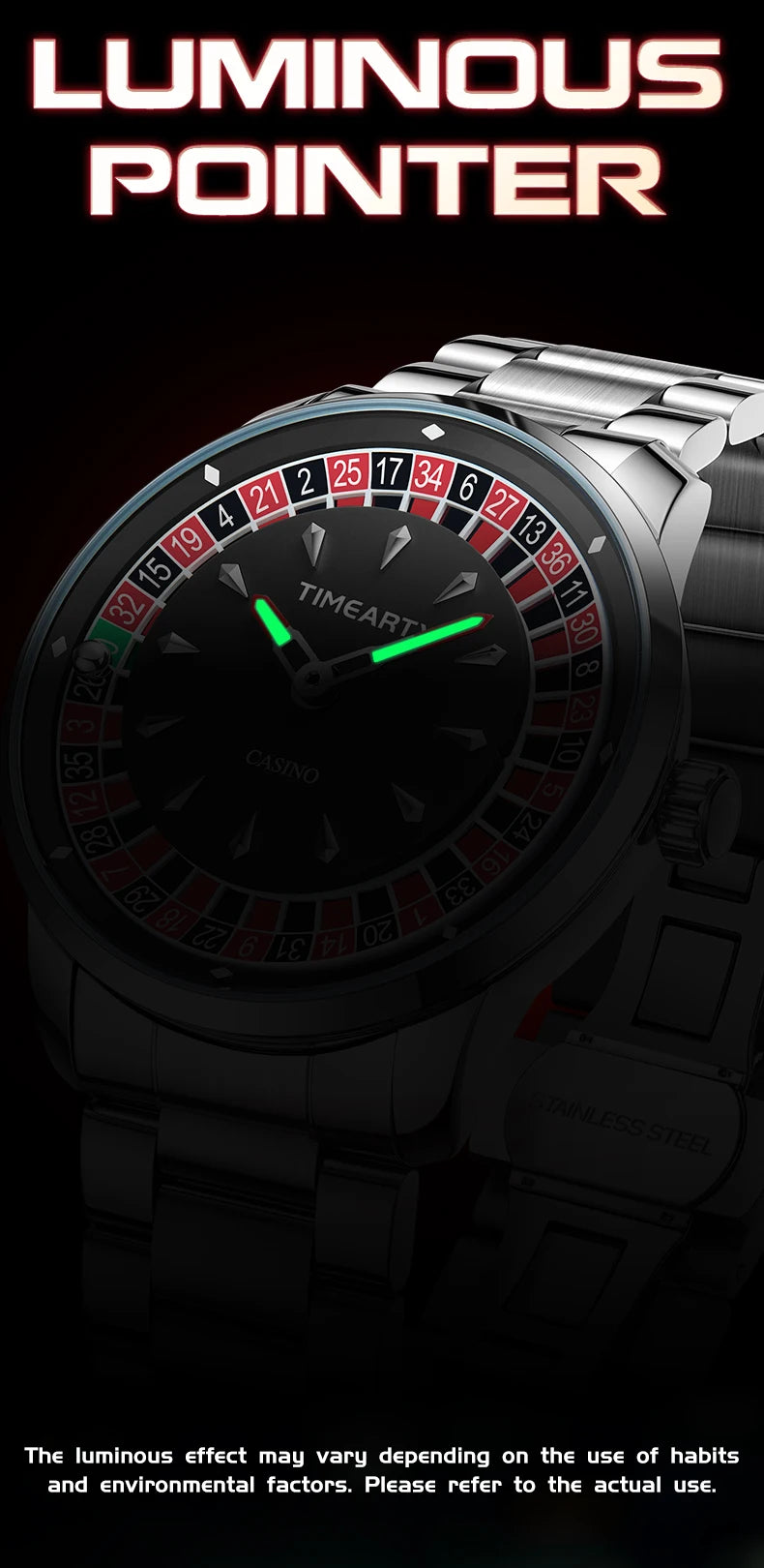 TIMEARTX Brand New Luxury Quartz Watches Man European Roulette Poker Game Wristwatch