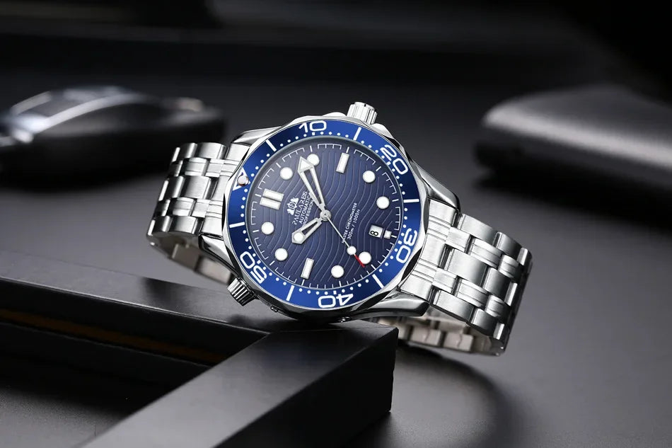 Luxury New Automatic Watch for Men Mechanical Watches Stainless Steel Bracelet Ceramic Diver