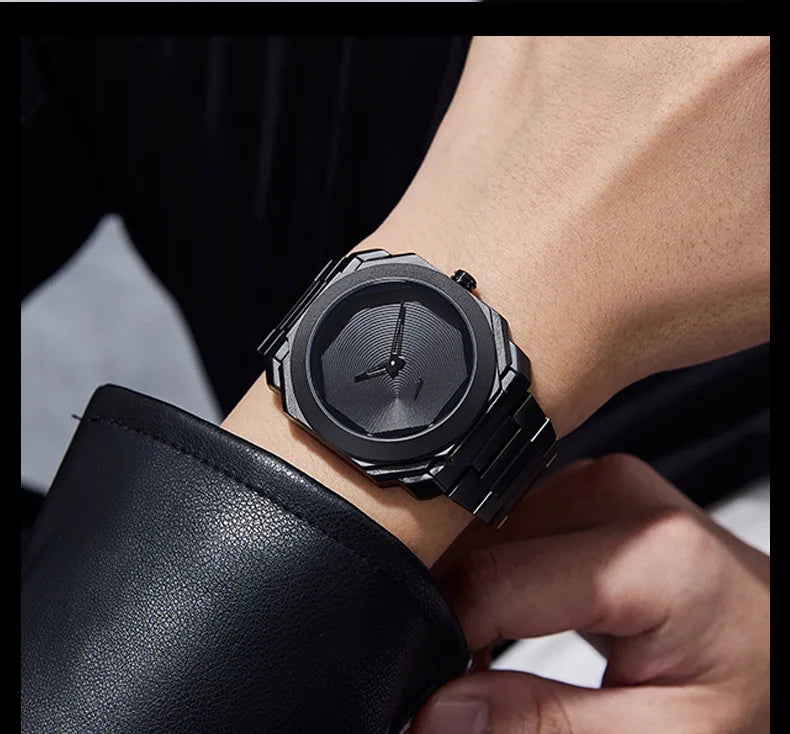 New Watches for Men Luxury Stainless Steel Unique Octagonal Dial Waterproof Quartz Wristwatches Relogio Masculino Drop Shipping