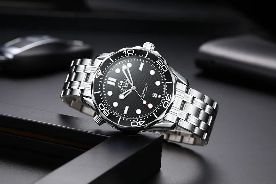 Luxury New Automatic Watch for Men Mechanical Watches Stainless Steel Bracelet Ceramic Diver