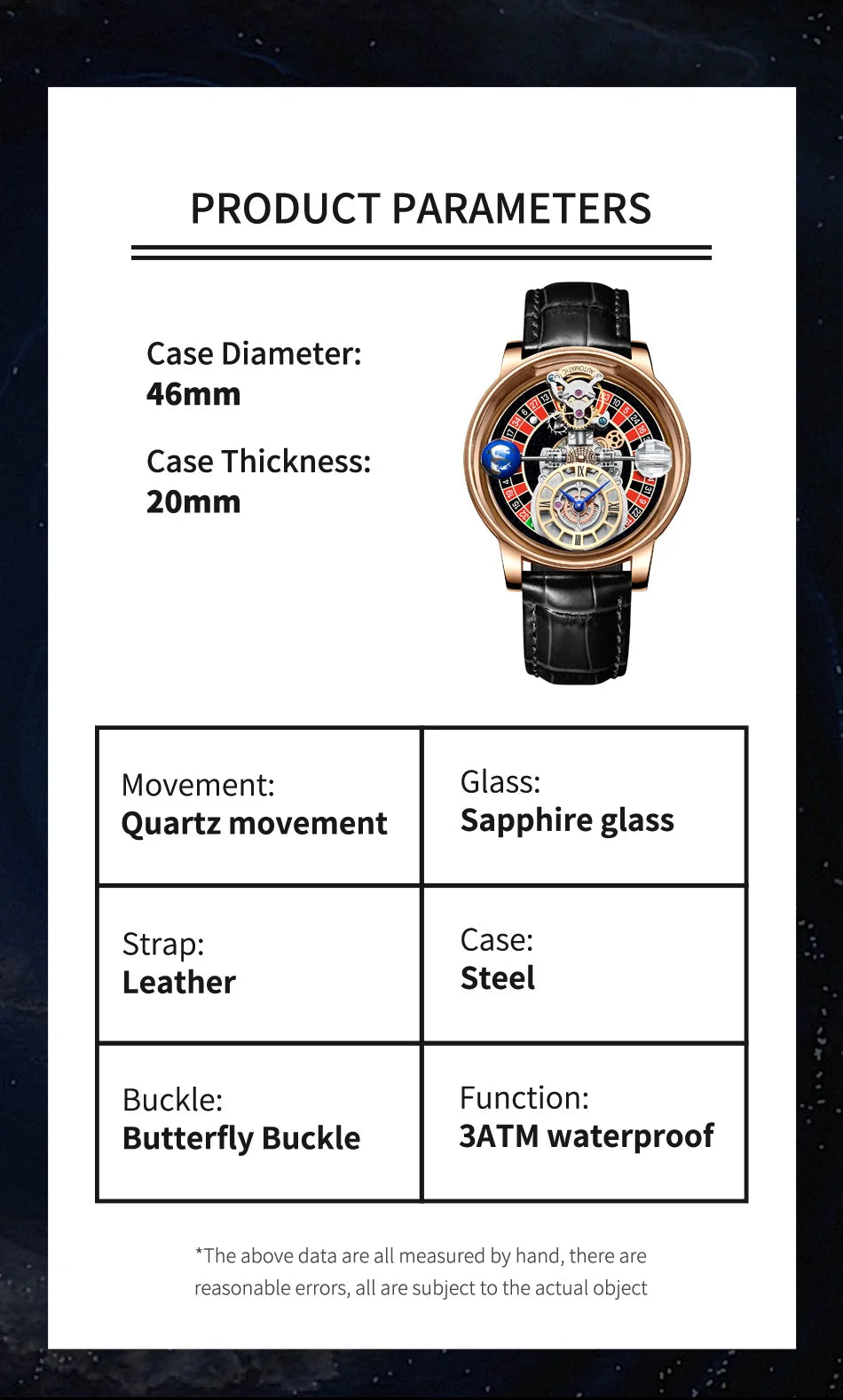 Las Vegas Roulette PINDU DESIGN Mens Watches Top Brand Luxury Astronomia Quartz Watch Montre Homme