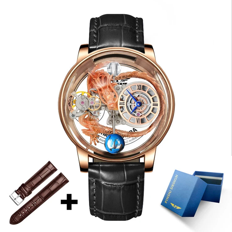 Relogio PINDU Fixed Roulette Watch Latest Design Quartz Watch Men Waterproof Leather Man Wristwatch Upgraded Version