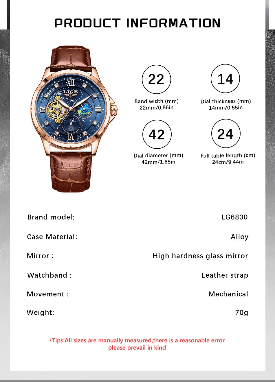 LIGE Top Luxury Mechanical Watches Men Fashion Diamonds Automatic Mens Watch 30M Waterproof Luminous Wristwatch Male Reloj 2026