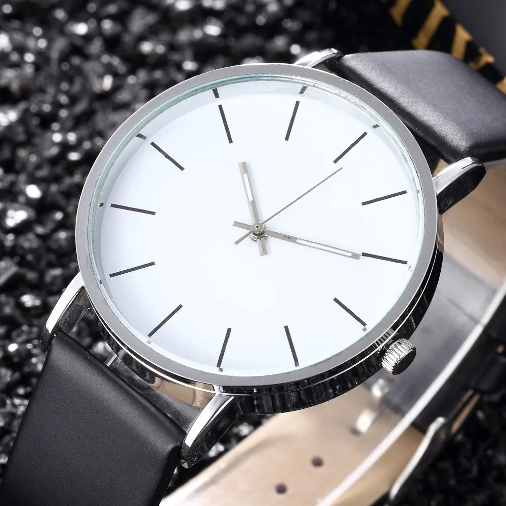 Luxury Brand Men's Watches Fashion Metal Round Dial Analog Quartz Wristwatch for Men Women Leather Band Casual Simple Male Clock