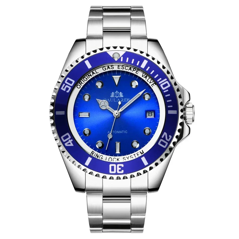 Automatic Watches for Men Mechanical Self Wind Movement Stainless Steel Gold Gradient Black Blue Date Reloj Hombre Baratos