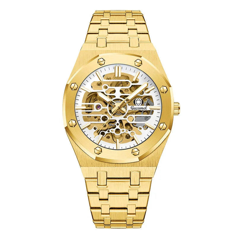 Luxury Men’s Automatic Mechanical Watch, Skeleton Design Self-Winding Wristwatch, Hot-Selling Export Business Watch