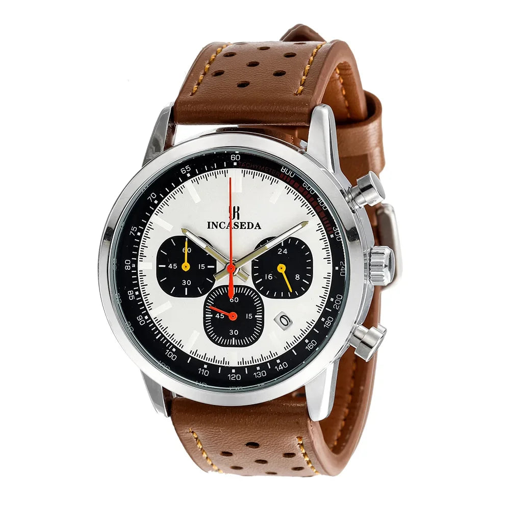 Luminous Couple Watch Chronograph Quartz Leather Multifunctional Sports Waterproof with Date Display