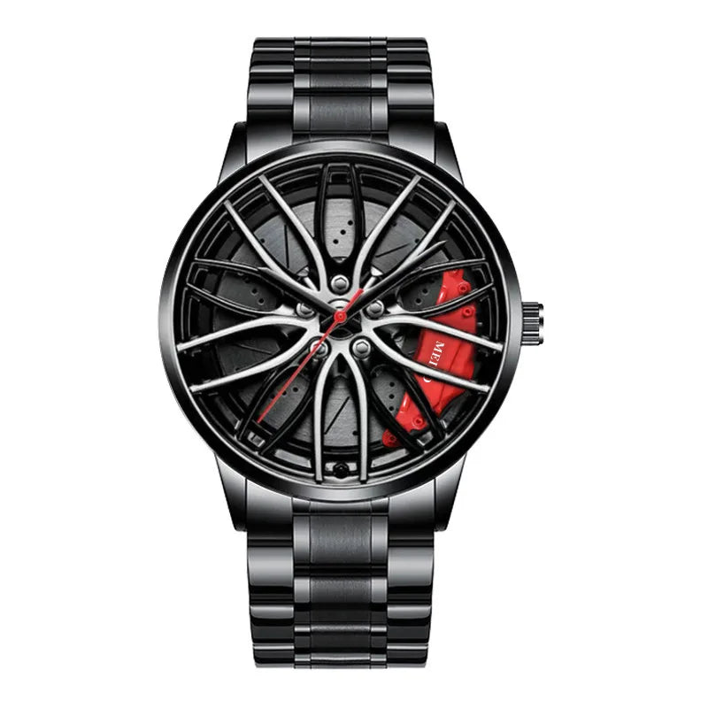 2025 Top Men Leather Watches Men Car Wheel Hub Stainless Steel Quartz Watch For Mens Military Sports Watch Relogio Masculino