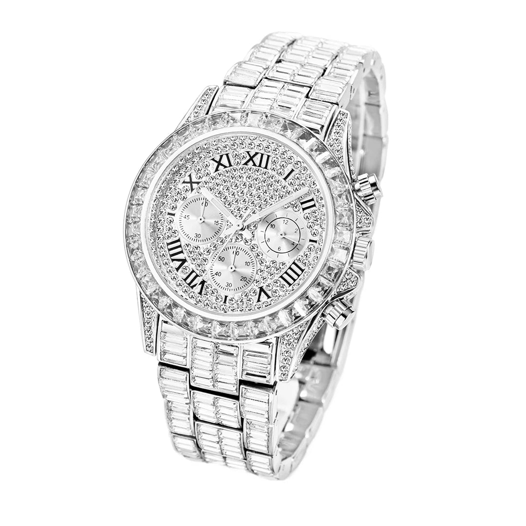 Chronograph Men Quartz Watches Waterproof Rainbow Diamond Luxury Iced Out Watches For Men Gift Dropshipping uhren für herren