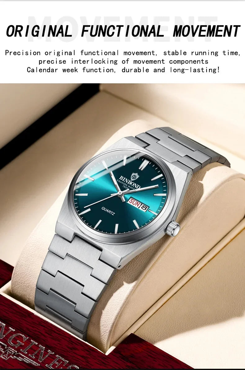 Luxury Square Sport Man Wristwatch Waterproof Luminous Chronograph Quartz Men's Watches Stainless Steel Men Watch Reloj