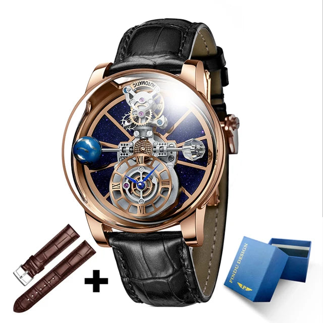Relogio PINDU Fixed Roulette Watch Latest Design Quartz Watch Men Waterproof Leather Man Wristwatch Upgraded Version