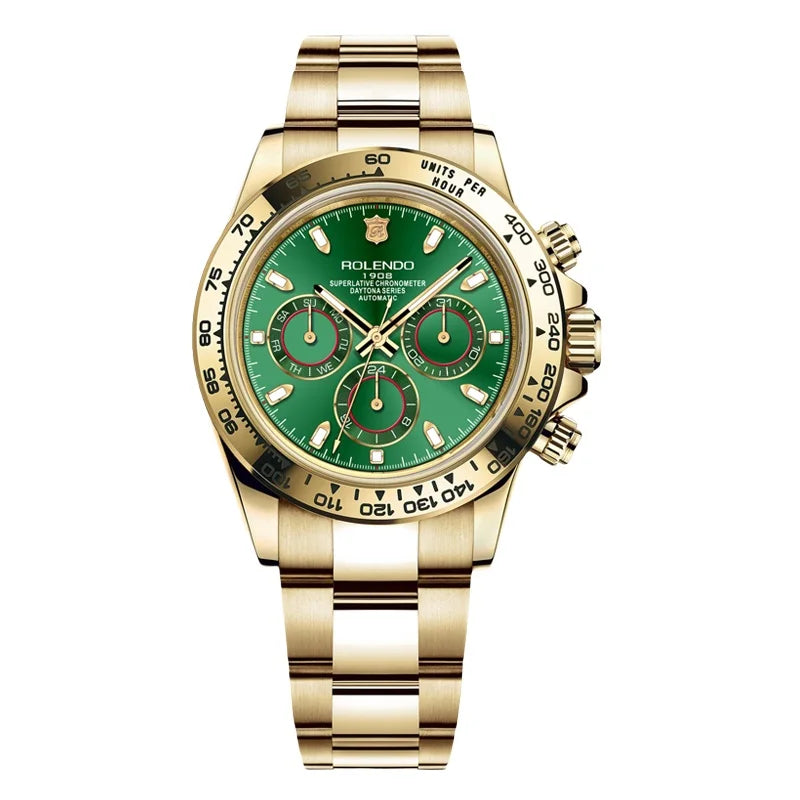 ROLENDO Luxury Men Automatic Diver Watch 40.5mm Mineral Crystal Luminous Date 300M Waterproof High-end Men's Wristwatch Gift