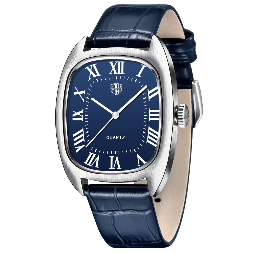 2025 New RollsTime Men's Watches Quartz Wristwatches Top Brand Luxury Watch For Men VH31 Sports Waterproof Leather Clock Reloj